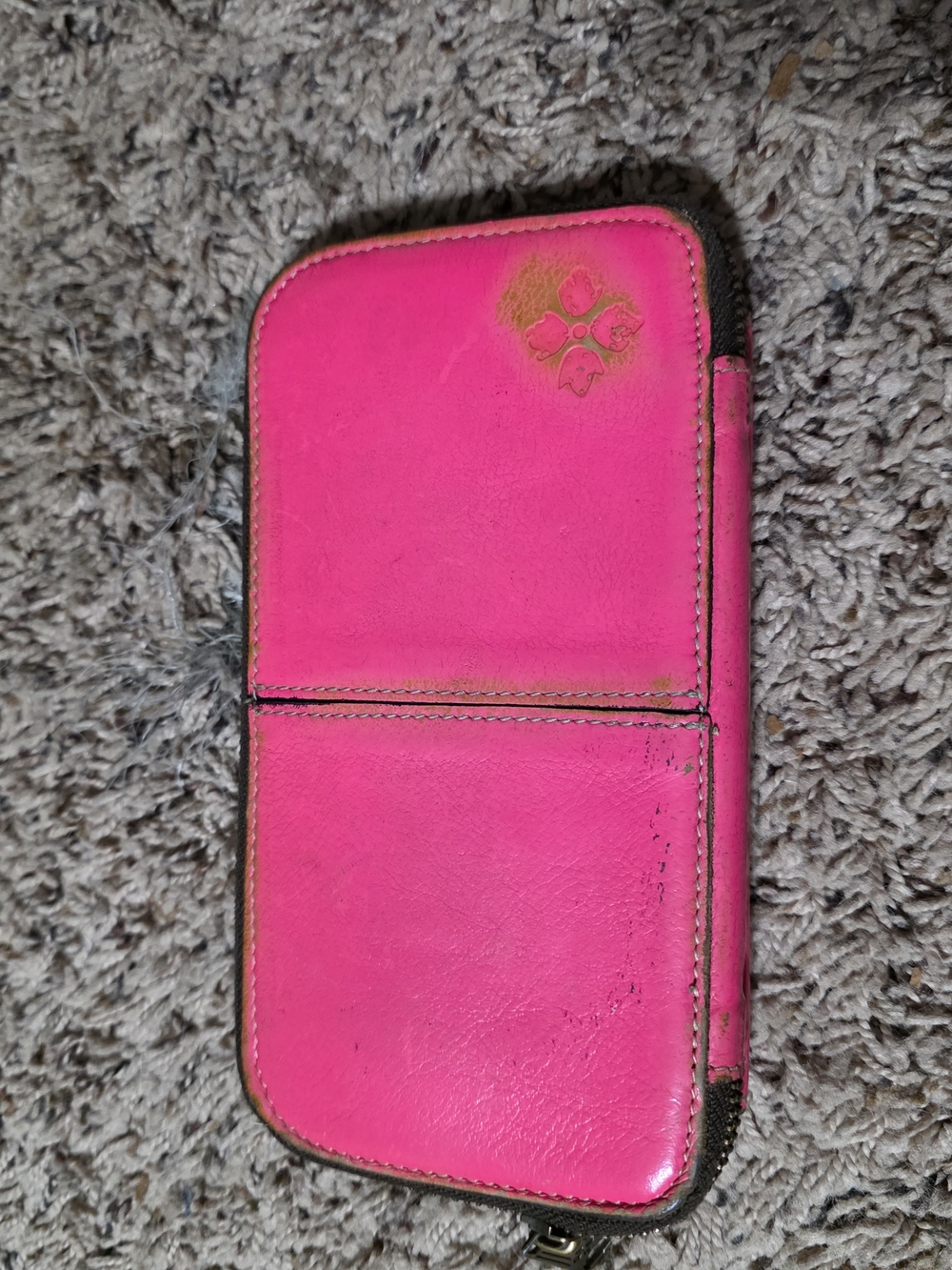 Patricia Nash Oria Leather Zip-Around Wallet in vibrant Neon Shock Pink
